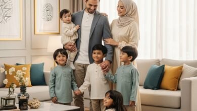 a family posing for a picture