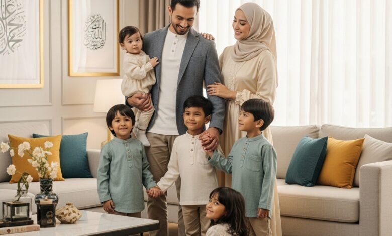 a family posing for a picture